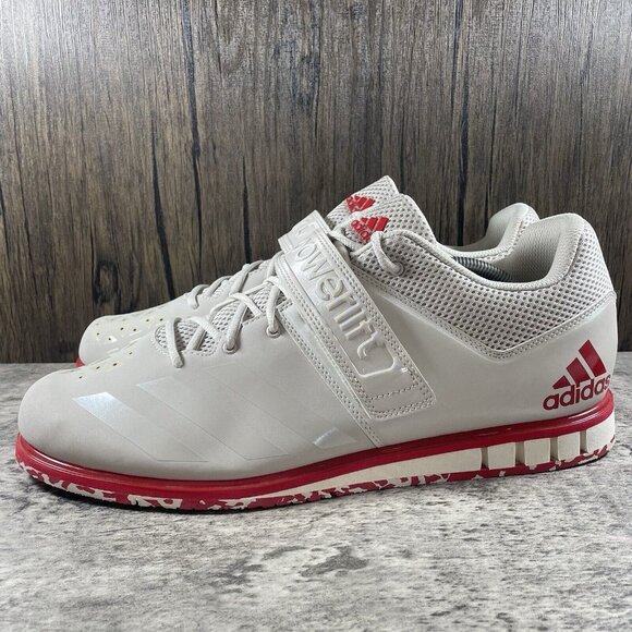 Adidas Powerlift 3.1 Chalk Pearl Men’s 15 Gray Red Shoes Athletic Training Gym - Picture 4 of 10
